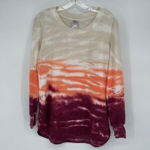 Te Verde Womens Tie Dye Crewneck Sweatshirt Orange Purple Size M